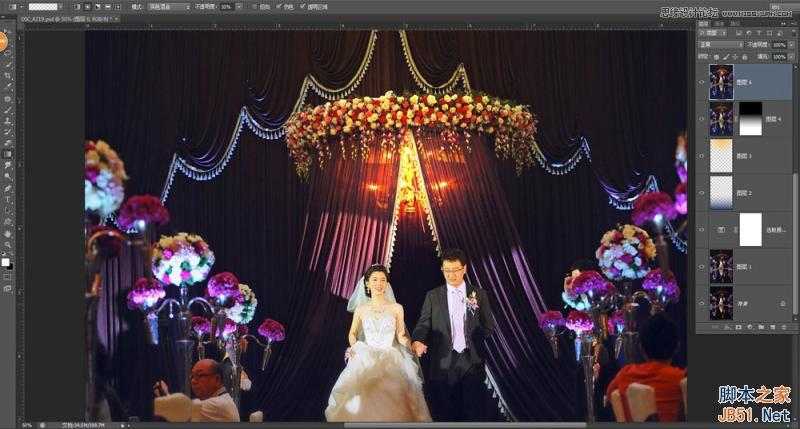 ‘Photoshop详细解析室内婚片婚宴的整体色彩处理教程‘