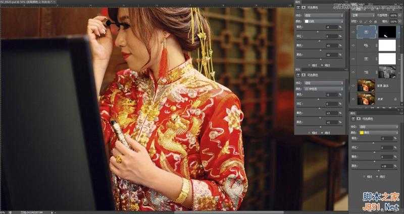 ‘Photoshop详细解析室内婚片婚宴的整体色彩处理教程‘