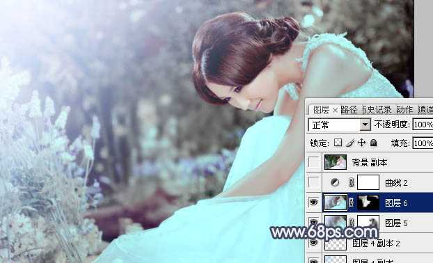 ‘Photoshop为甜美的美女婚片打造出暗调蓝褐色效果‘