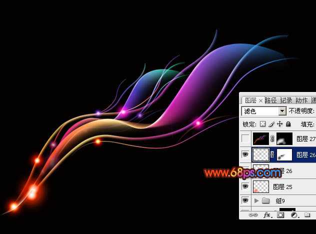 ‘Photoshop设计制作出梦幻的彩色艺术光束丝壁纸‘