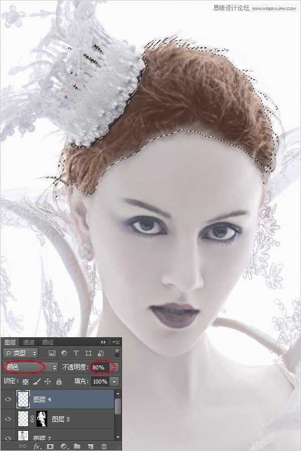 ‘Photoshop调出美女模特另类的冰雪女王奶白肤色色调‘