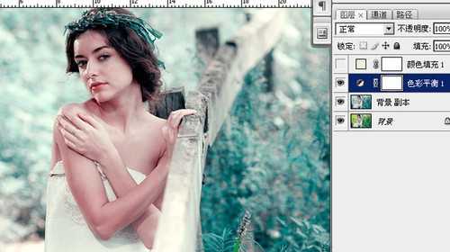 ‘photoshop将婚纱照片打造出唯美的青蓝色效果‘