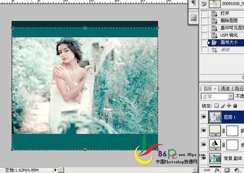 ‘photoshop将婚纱照片打造出唯美的青蓝色效果‘