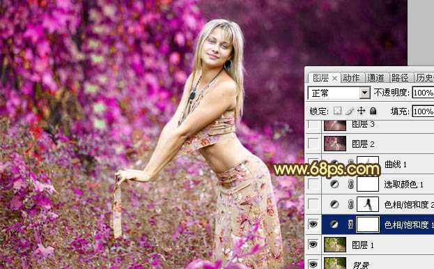 ‘Photoshop调出外景人物图片梦幻的金秋色‘