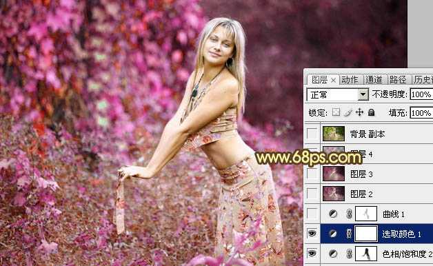 ‘Photoshop调出外景人物图片梦幻的金秋色‘