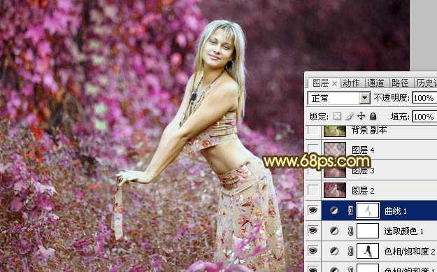 ‘Photoshop调出外景人物图片梦幻的金秋色‘