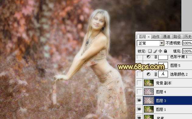‘Photoshop调出外景人物图片梦幻的金秋色‘