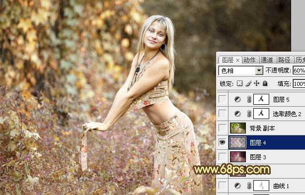 ‘Photoshop调出外景人物图片梦幻的金秋色‘