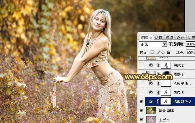 ‘Photoshop调出外景人物图片梦幻的金秋色‘