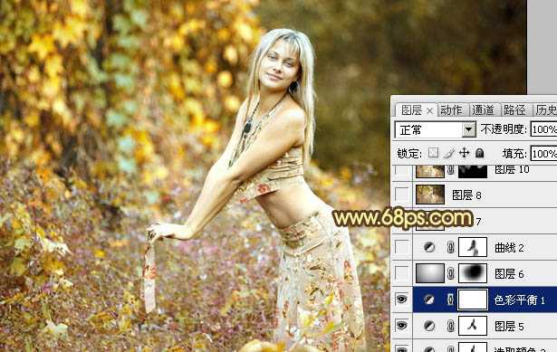 ‘Photoshop调出外景人物图片梦幻的金秋色‘