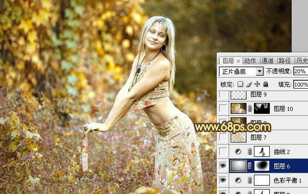 ‘Photoshop调出外景人物图片梦幻的金秋色‘
