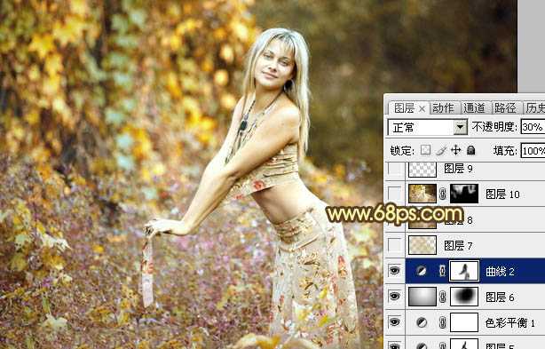 ‘Photoshop调出外景人物图片梦幻的金秋色‘