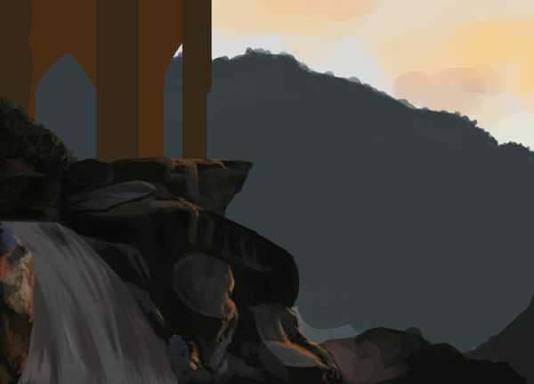 ‘PS绘制逼真的大型山水场景‘