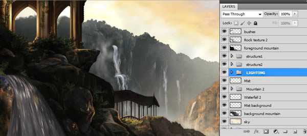 ‘PS绘制逼真的大型山水场景‘