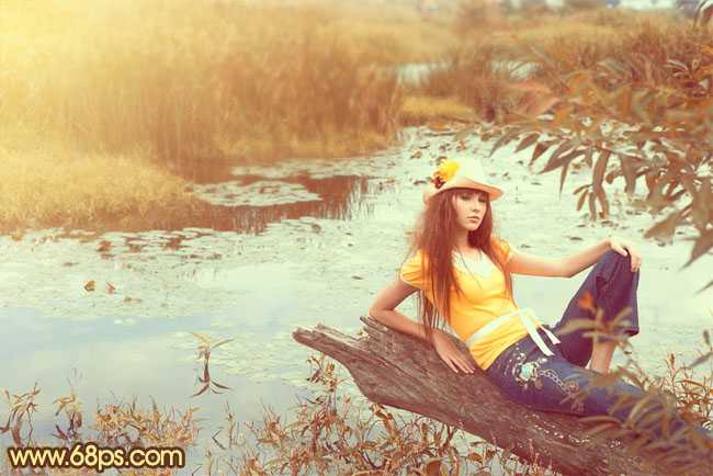 ‘Photoshop为沼泽写真图片加上柔和的暖色效果‘