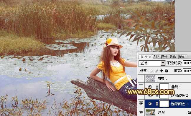 ‘Photoshop为沼泽写真图片加上柔和的暖色效果‘