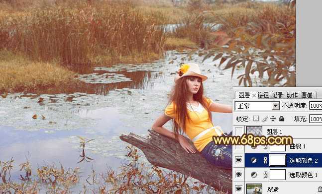 ‘Photoshop为沼泽写真图片加上柔和的暖色效果‘