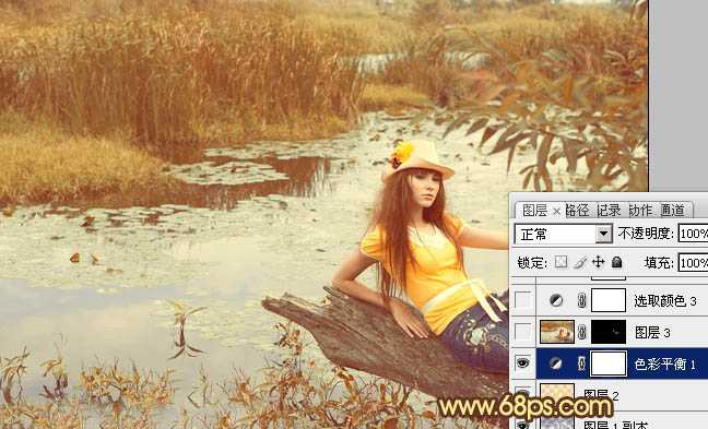 ‘Photoshop为沼泽写真图片加上柔和的暖色效果‘