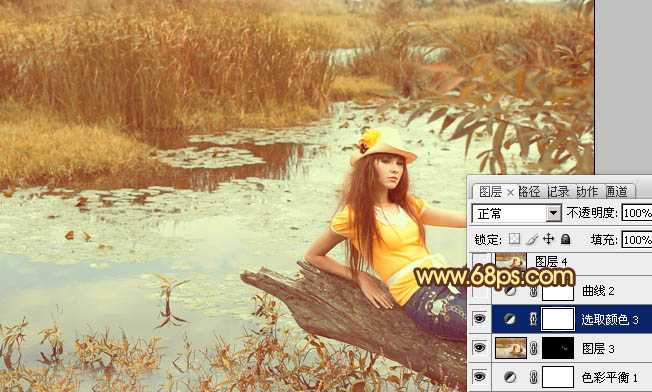 ‘Photoshop为沼泽写真图片加上柔和的暖色效果‘