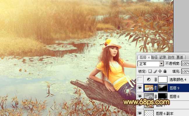 ‘Photoshop为沼泽写真图片加上柔和的暖色效果‘