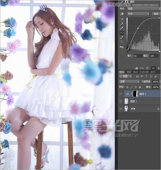 ‘Photoshop调出室内美女模特唯美柔和的通透肤色效果‘