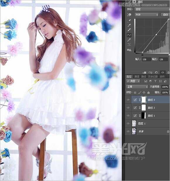 ‘Photoshop调出室内美女模特唯美柔和的通透肤色效果‘