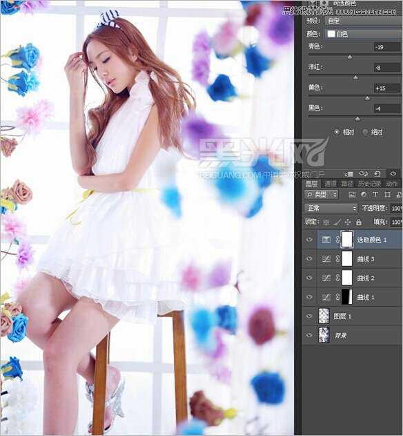 ‘Photoshop调出室内美女模特唯美柔和的通透肤色效果‘