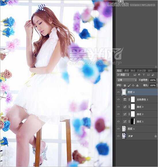 ‘Photoshop调出室内美女模特唯美柔和的通透肤色效果‘