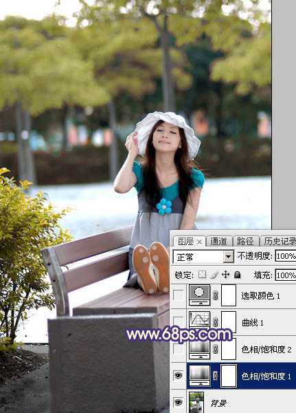 ‘Photoshop为夏季外景图片转为清爽的秋季淡冷色‘