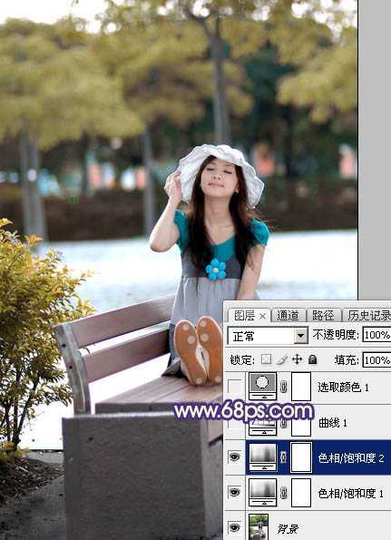 ‘Photoshop为夏季外景图片转为清爽的秋季淡冷色‘