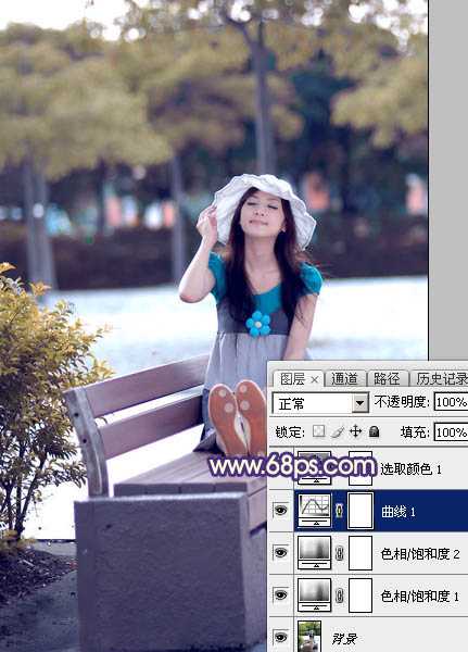 ‘Photoshop为夏季外景图片转为清爽的秋季淡冷色‘