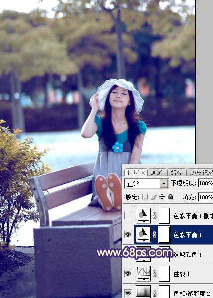 ‘Photoshop为夏季外景图片转为清爽的秋季淡冷色‘