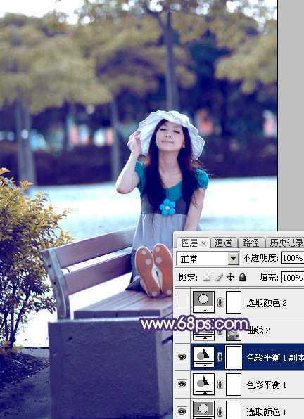 ‘Photoshop为夏季外景图片转为清爽的秋季淡冷色‘