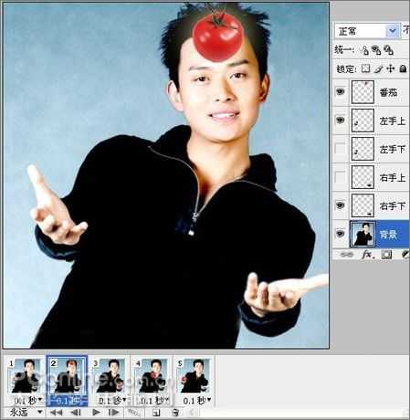 Photoshop制作“帅哥抛番茄”动态图