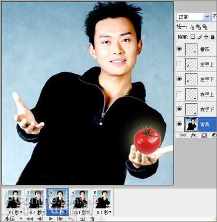 Photoshop制作“帅哥抛番茄”动态图