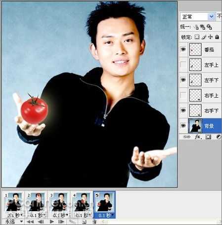 Photoshop制作“帅哥抛番茄”动态图