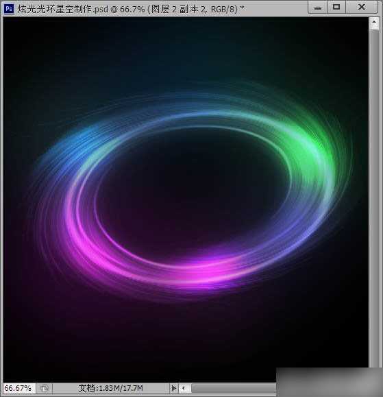 ‘PhotoShop(PS)利用滤镜及画笔工具制作漂亮的彩色光环星空教程‘