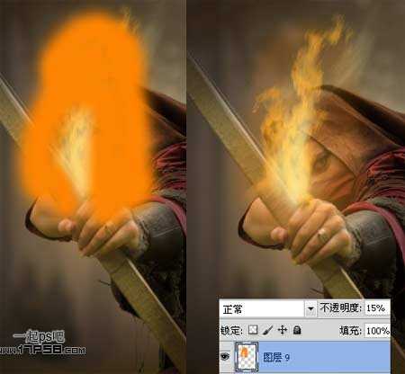 ‘photoshop合成制作手握火焰弓箭的刺客‘