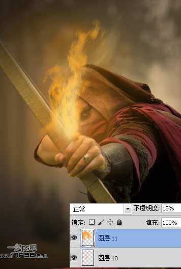 ‘photoshop合成制作手握火焰弓箭的刺客‘