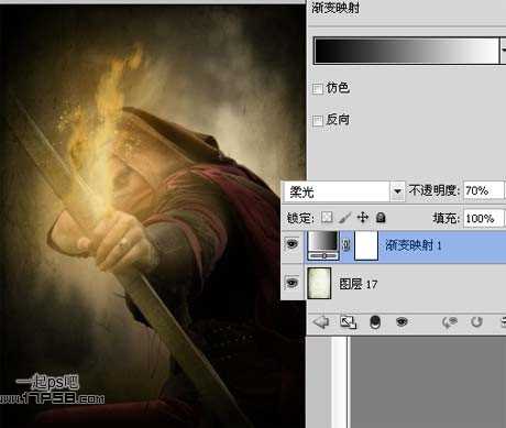 ‘photoshop合成制作手握火焰弓箭的刺客‘