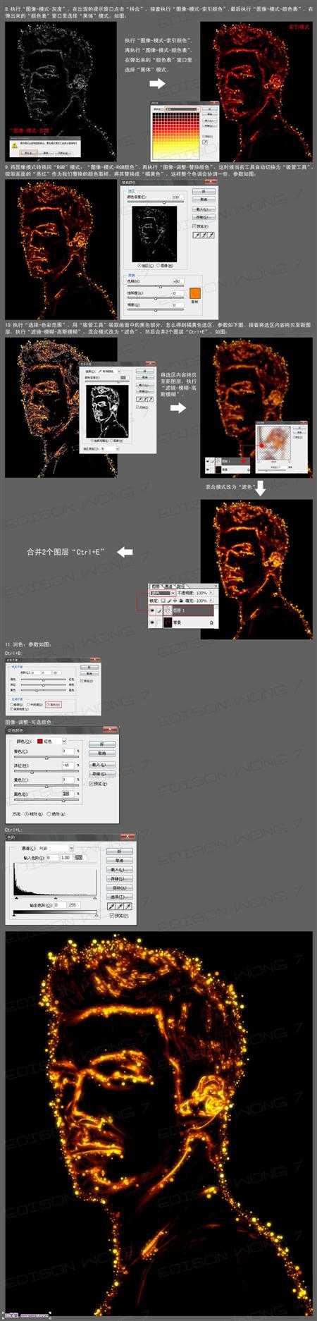 ‘Photoshop设计制作圆形火光斑点路径人像特效‘