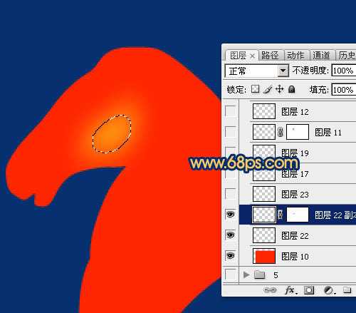 ‘Photoshop制作精致的金色马头‘