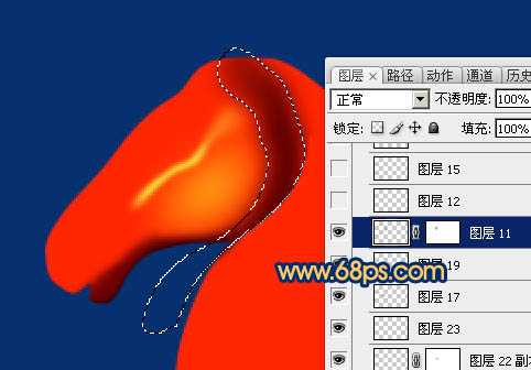 ‘Photoshop制作精致的金色马头‘