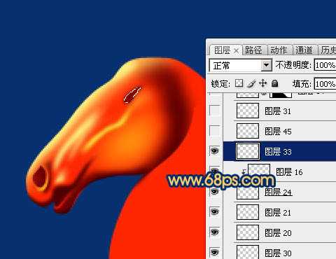 ‘Photoshop制作精致的金色马头‘