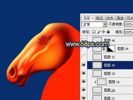 ‘Photoshop制作精致的金色马头‘