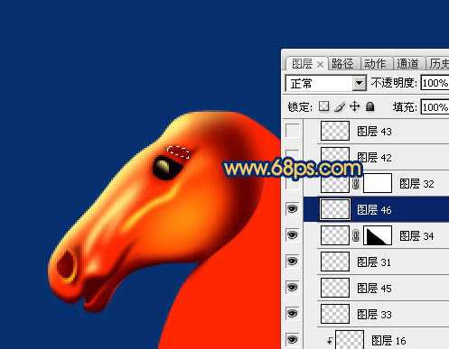 ‘Photoshop制作精致的金色马头‘