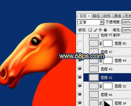 ‘Photoshop制作精致的金色马头‘