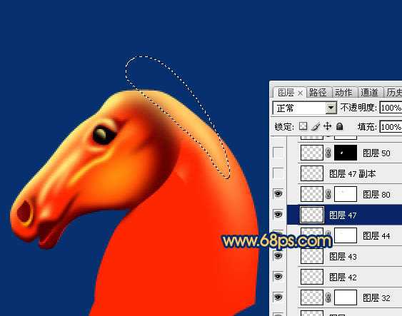 ‘Photoshop制作精致的金色马头‘