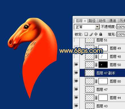 ‘Photoshop制作精致的金色马头‘