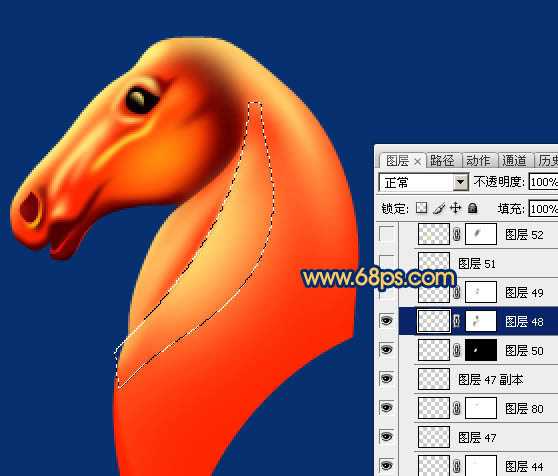 ‘Photoshop制作精致的金色马头‘